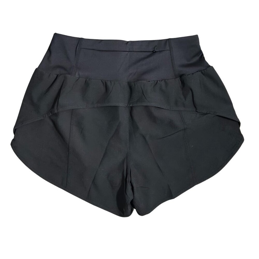 NIP | Black Lightweight Performance Ruffle Running Shorts with Zipper Pocket | S - Picture 2 of 6